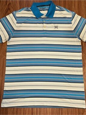 Nike Blue & White Striped Men's Polo